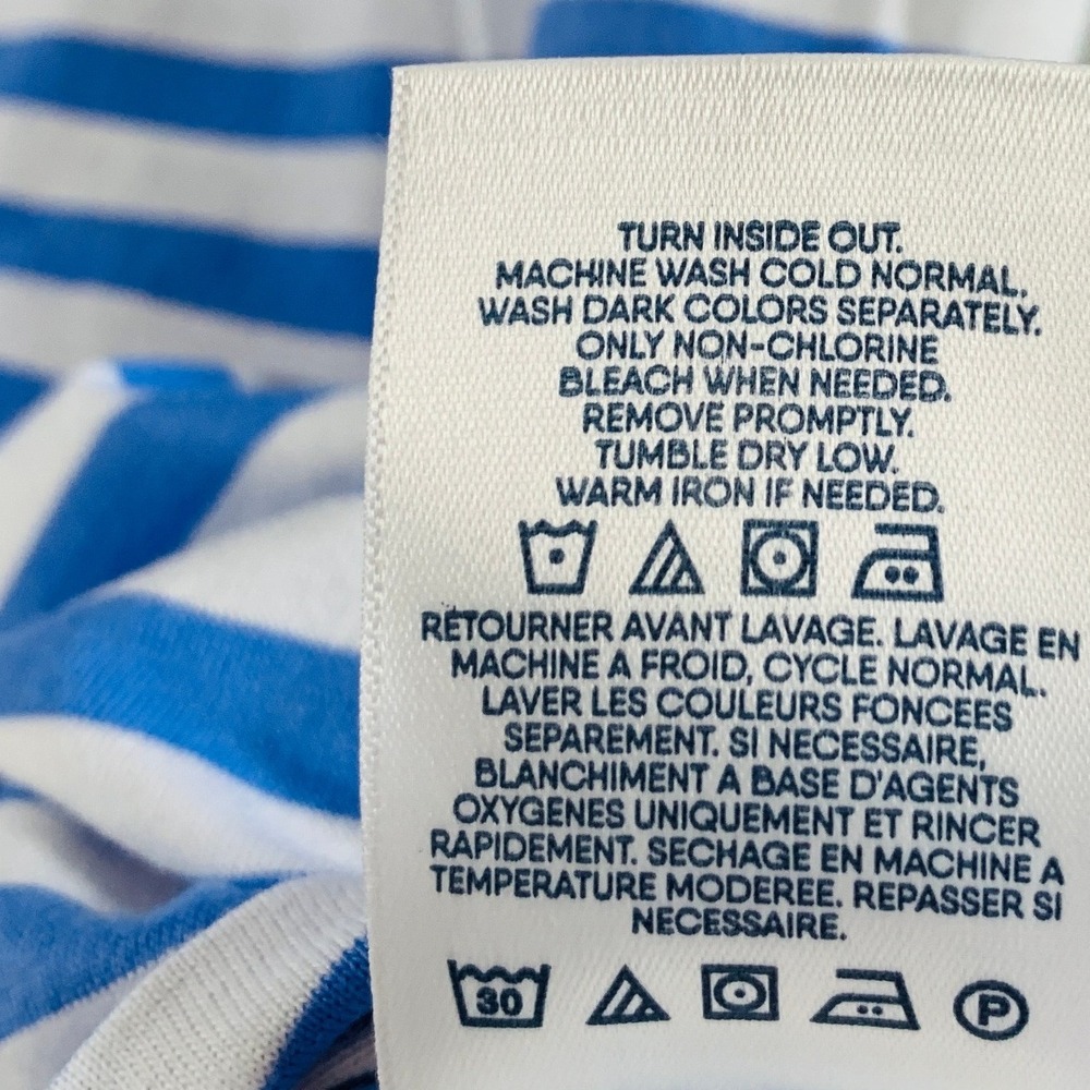 Lands' End‎ Women's Long Sleeve Cotton Hoodie Sweatshirt Top Stripe Blue White L - Picture 11 of 14